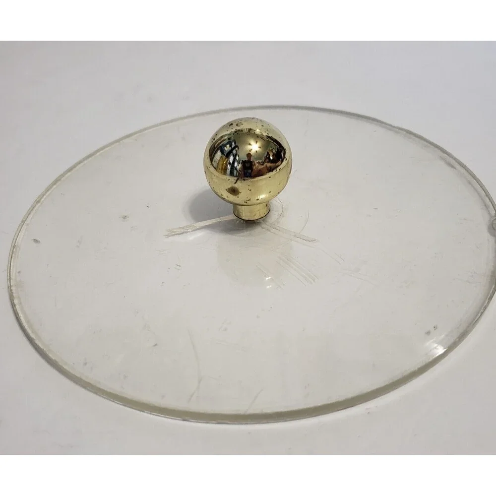 Ice Bucket Gold-toned Handle Acrylic Lid 8 x 8 Inches Round Unbranded Vintage